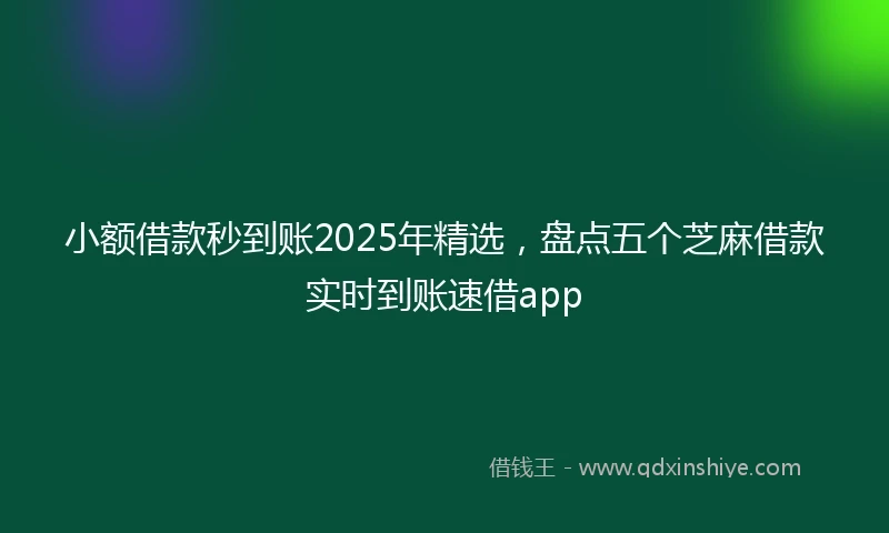小额借款秒到账2025年精选，盘点五个芝麻借款实时到账速借app