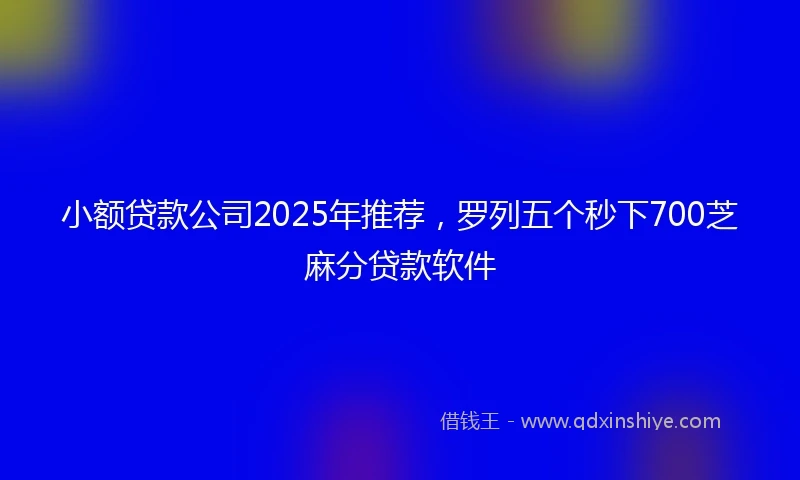 小额贷款公司2025年推荐，罗列五个秒下700芝麻分贷款软件