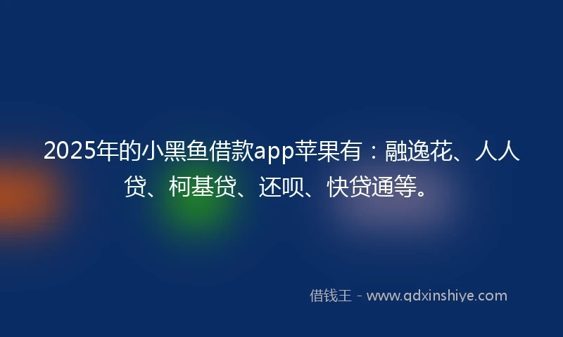 2025年的小黑鱼借款app苹果有：融逸花、人人贷、柯基贷、还呗、快贷通等。