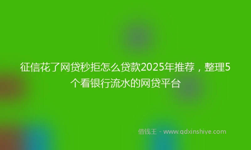 征信花了网贷秒拒怎么贷款2025年推荐,整理5个看银行流水的网贷平台