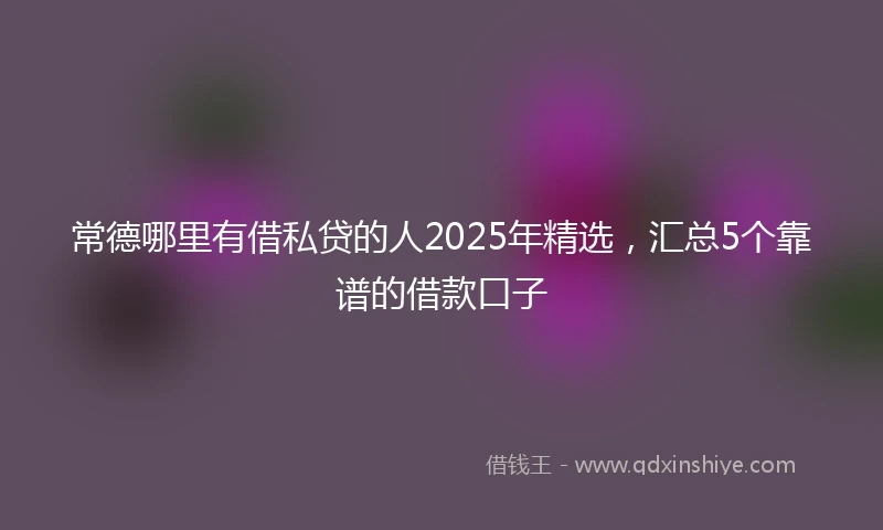 常德哪里有借私贷的人2025年精选，汇总5个靠谱的借款口子