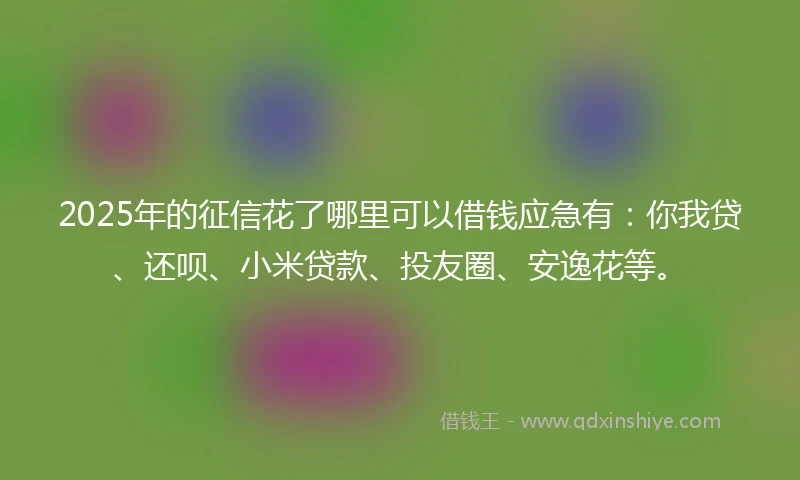 2025年的征信花了哪里可以借钱应急有：你我贷、还呗、小米贷款、投友圈、安逸花等。