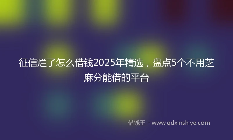 征信烂了怎么借钱2025年精选，盘点5个不用芝麻分能借的平台