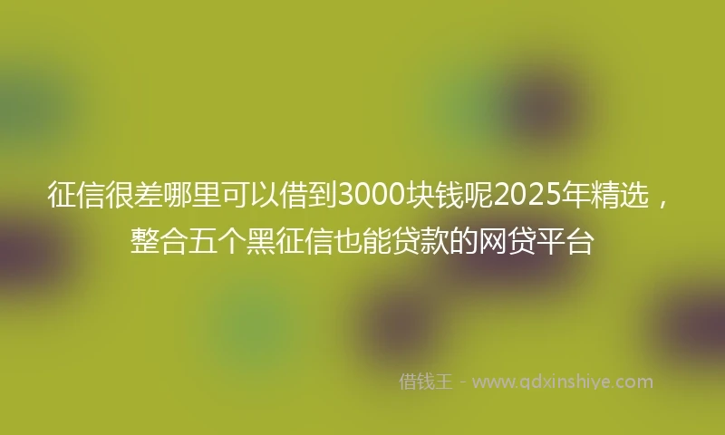 征信很差哪里可以借到3000块钱呢2025年精选，整合五个黑征信也能贷款的网贷平台