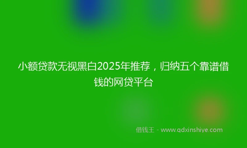 小额贷款无视黑白2025年推荐，归纳五个靠谱借钱的网贷平台