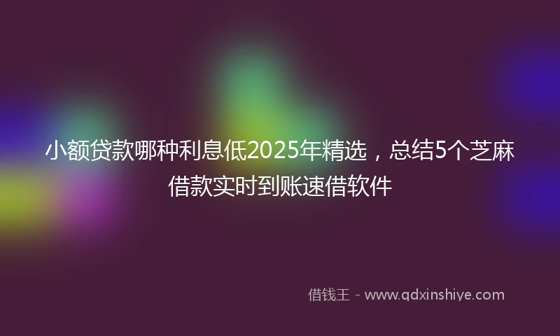 小额贷款哪种利息低2025年精选，总结5个芝麻借款实时到账速借软件