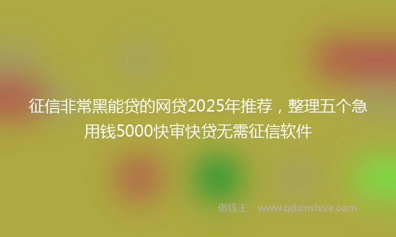 征信非常黑能贷的网贷2025年推荐，整理五个急用钱5000快审快贷无需征信软件