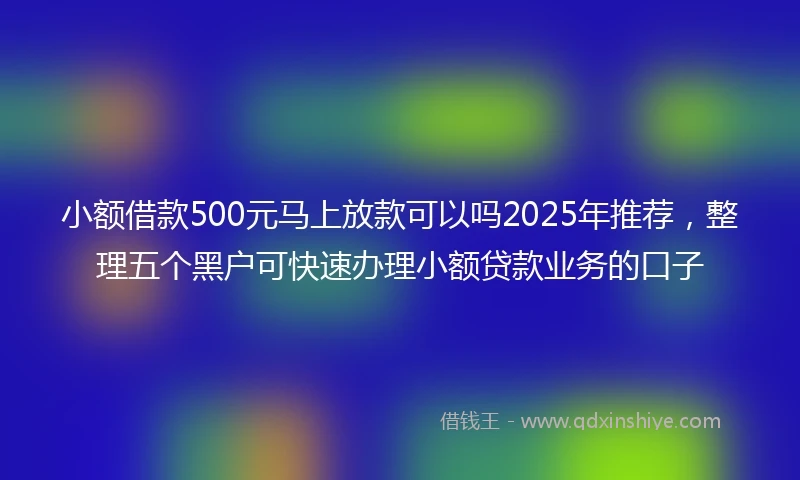 小额借款500元马上放款可以吗2025年推荐，整理五个黑户可快速办理小额贷款业务的口子