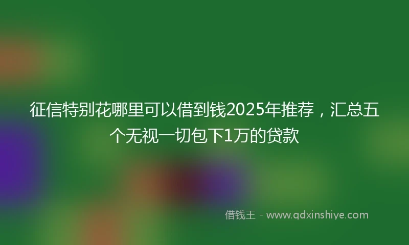 征信特别花哪里可以借到钱2025年推荐，汇总五个无视一切包下1万的贷款