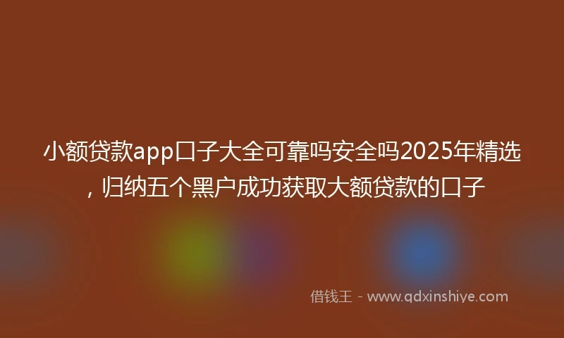 小额贷款app口子大全可靠吗安全吗2025年精选，归纳五个黑户成功获取大额贷款的口子