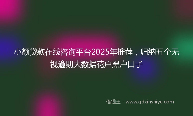 小额贷款在线咨询平台2025年推荐，归纳五个无视逾期大数据花户黑户口子