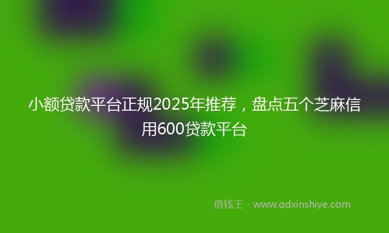 小额贷款平台正规2025年推荐，盘点五个芝麻信用600贷款平台