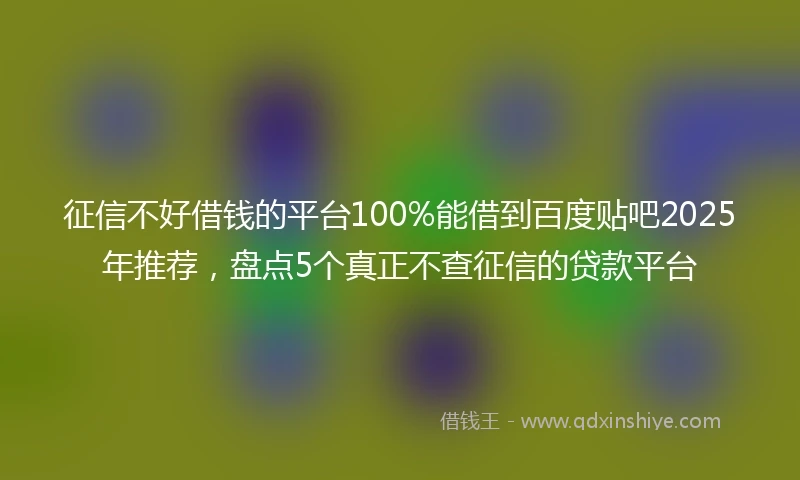 征信不好借钱的平台100%能借到百度贴吧2025年推荐，盘点5个真正不查征信的贷款平台