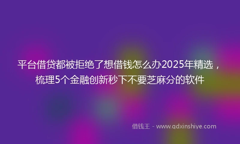 平台借贷都被拒绝了想借钱怎么办2025年精选，梳理5个金融创新秒下不要芝麻分的软件
