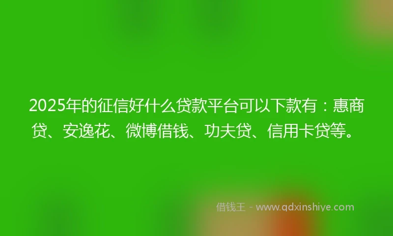 2025年的征信好什么贷款平台可以下款有:惠商贷、安逸花、微博借钱、功夫贷、信用卡贷等。
