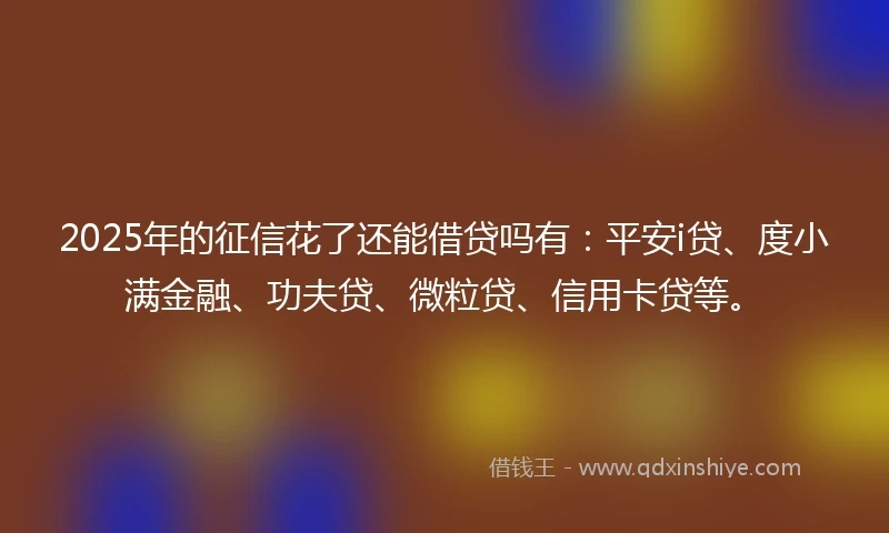 2025年的征信花了还能借贷吗有：平安i贷、度小满金融、功夫贷、微粒贷、信用卡贷等。