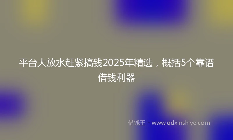 平台大放水赶紧搞钱2025年精选，概括5个靠谱借钱利器