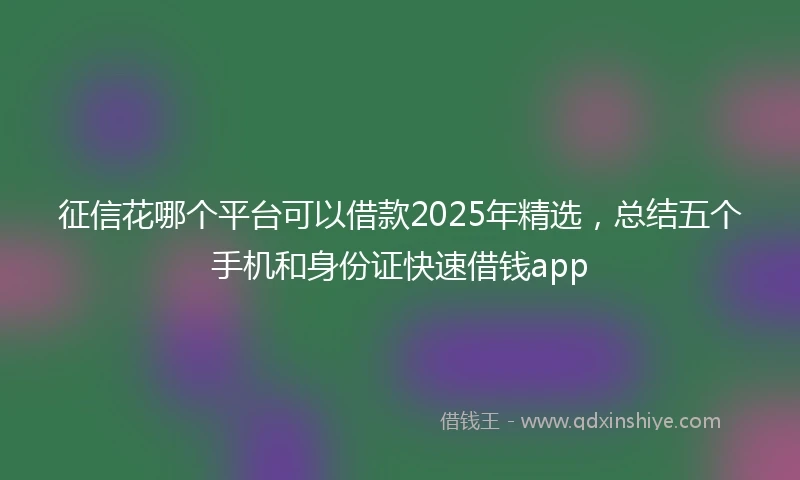 征信花哪个平台可以借款2025年精选，总结五个手机和身份证快速借钱app
