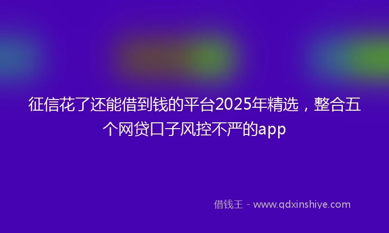 征信花了还能借到钱的平台2025年精选,整合五个网贷口子风控不严的app