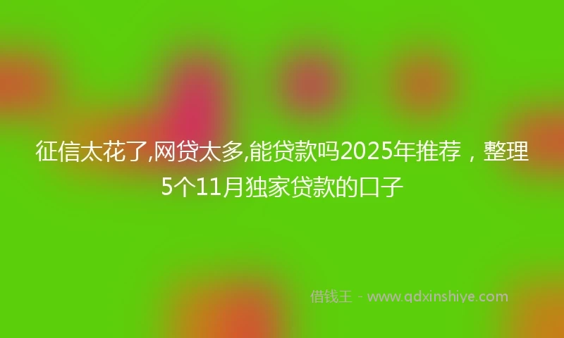 征信太花了,网贷太多,能贷款吗2025年推荐，整理5个11月独家贷款的口子