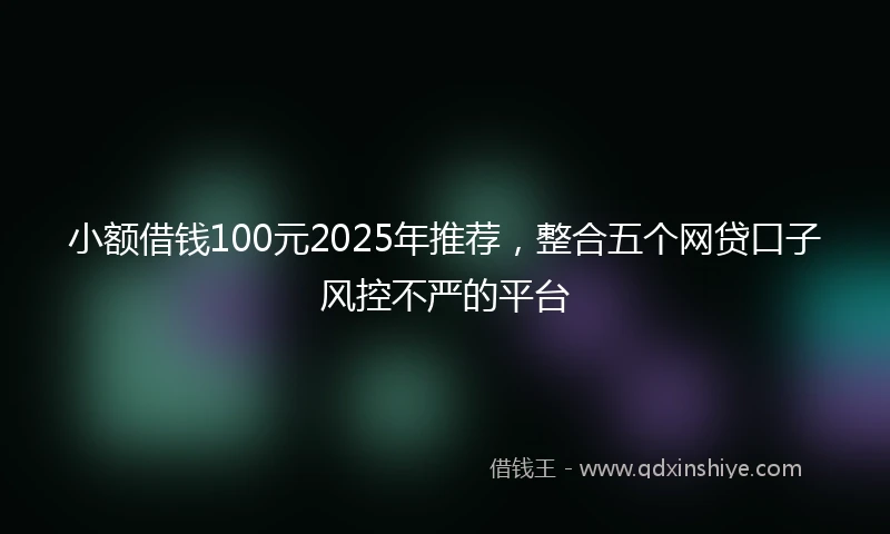 小额借钱100元2025年推荐，整合五个网贷口子风控不严的平台