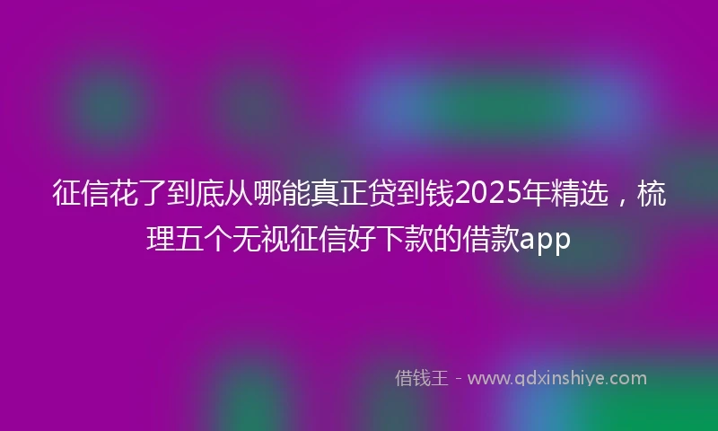 征信花了到底从哪能真正贷到钱2025年精选，梳理五个无视征信好下款的借款app