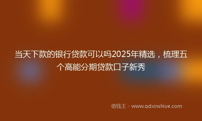 当天下款的银行贷款可以吗2025年精选，梳理五个高能分期贷款口子新秀
