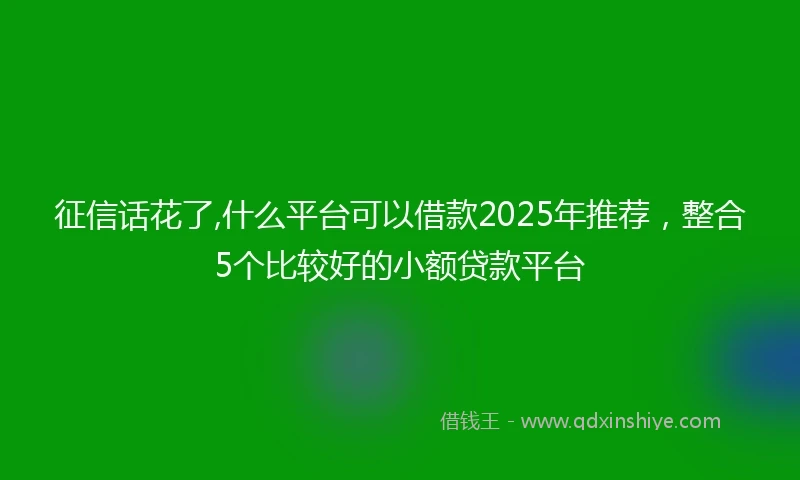 征信话花了,什么平台可以借款2025年推荐，整合5个比较好的小额贷款平台