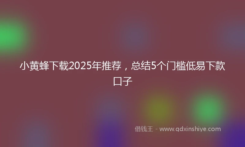小黄蜂下载2025年推荐，总结5个门槛低易下款口子