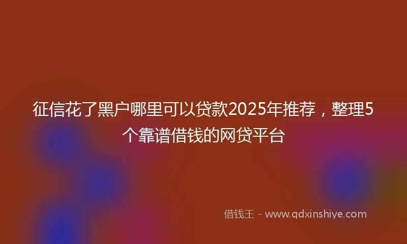 征信花了黑户哪里可以贷款2025年推荐，整理5个靠谱借钱的网贷平台