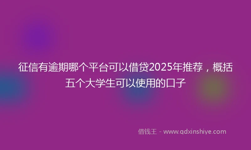 征信有逾期哪个平台可以借贷2025年推荐，概括五个大学生可以使用的口子