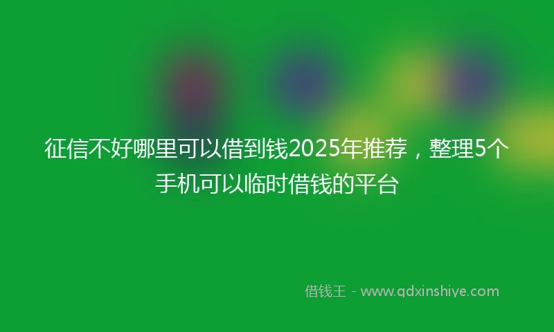 征信不好哪里可以借到钱2025年推荐，整理5个手机可以临时借钱的平台