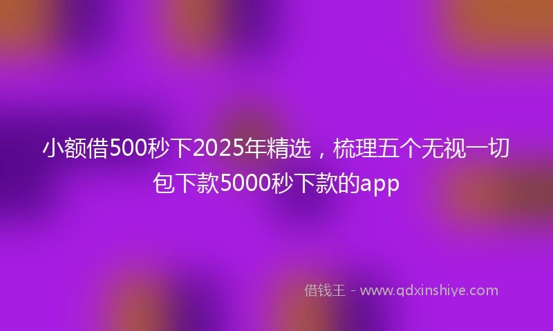小额借500秒下2025年精选，梳理五个无视一切包下款5000秒下款的app