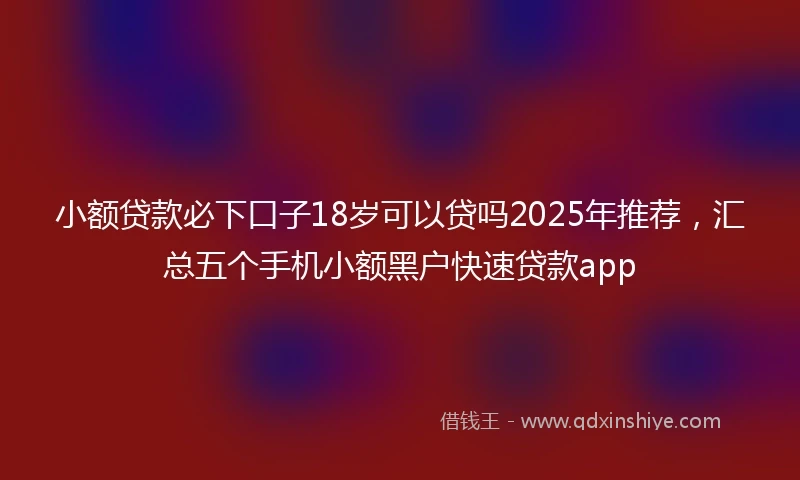 小额贷款必下口子18岁可以贷吗2025年推荐，汇总五个手机小额黑户快速贷款app