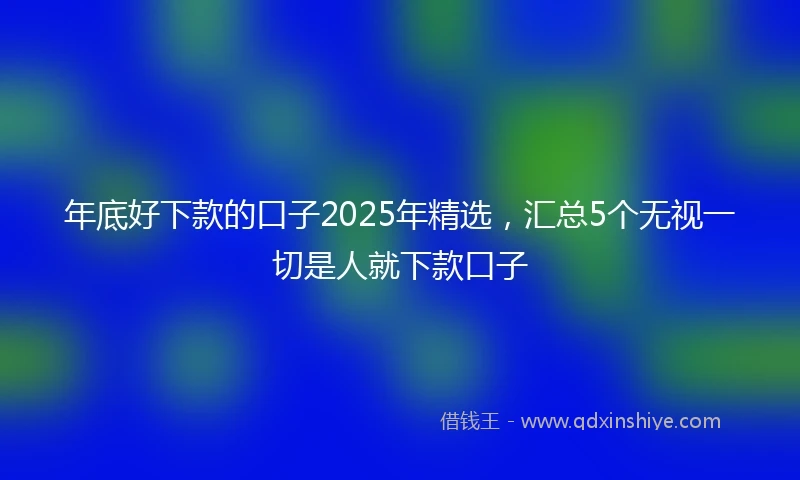 年底好下款的口子2025年精选，汇总5个无视一切是人就下款口子