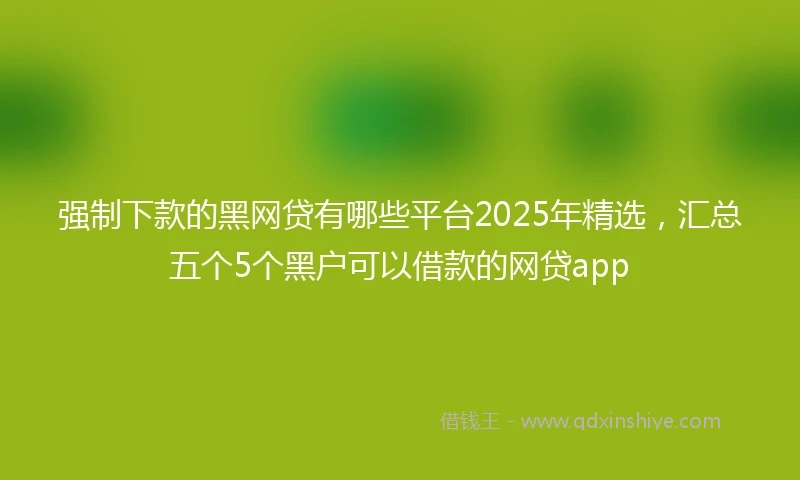 强制下款的黑网贷有哪些平台2025年精选，汇总五个5个黑户可以借款的网贷app