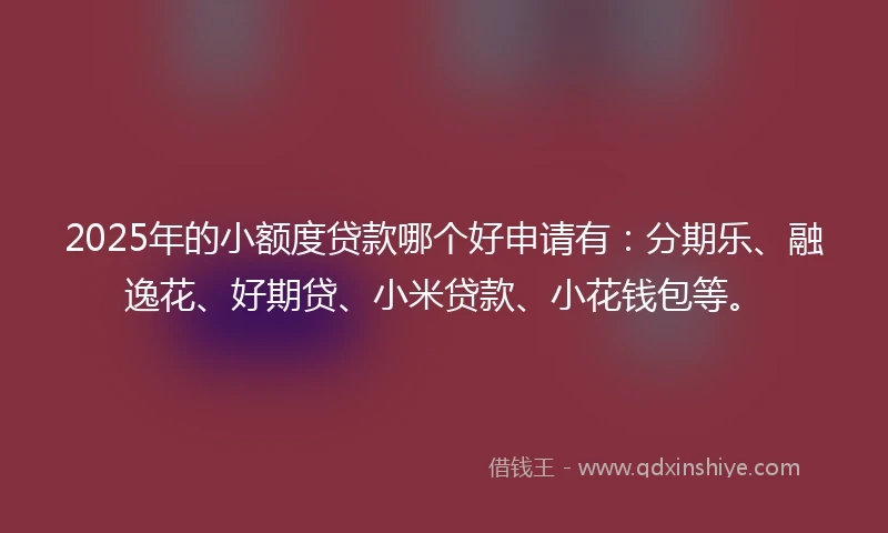 2025年的小额度贷款哪个好申请有：分期乐、融逸花、好期贷、小米贷款、小花钱包等。