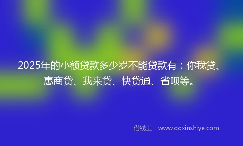 2025年的小额贷款多少岁不能贷款有：你我贷、惠商贷、我来贷、快贷通、省呗等。