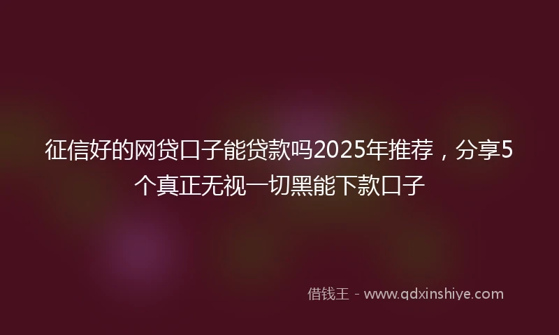 征信好的网贷口子能贷款吗2025年推荐，分享5个真正无视一切黑能下款口子