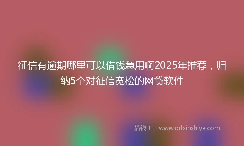 征信有逾期哪里可以借钱急用啊2025年推荐，归纳5个对征信宽松的网贷软件