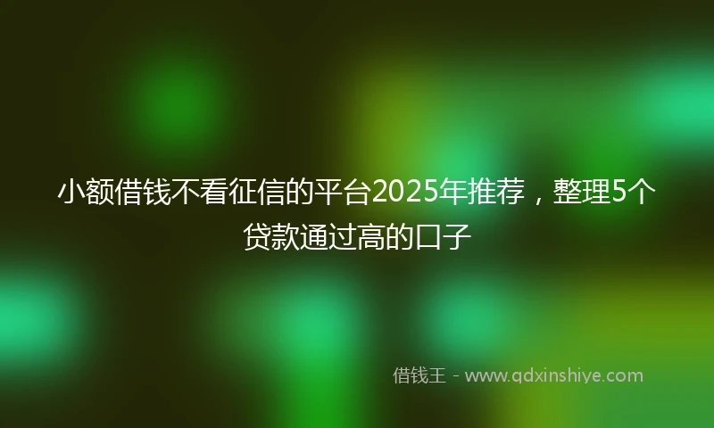小额借钱不看征信的平台2025年推荐，整理5个贷款通过高的口子