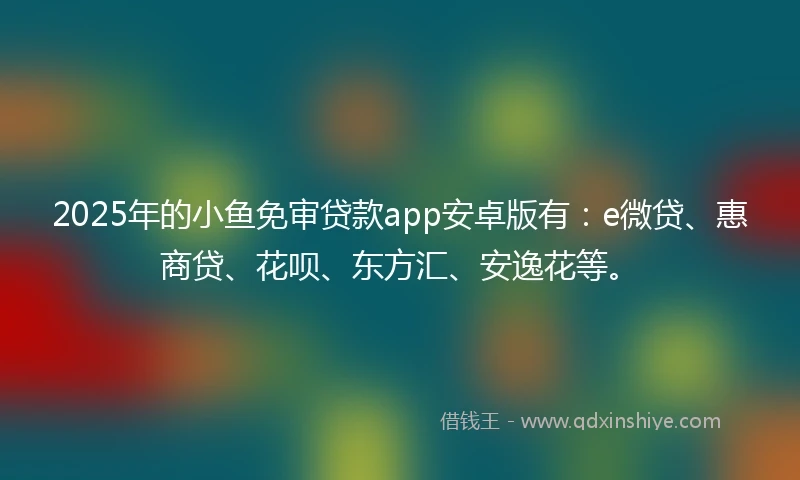 2025年的小鱼免审贷款app安卓版有：e微贷、惠商贷、花呗、东方汇、安逸花等。