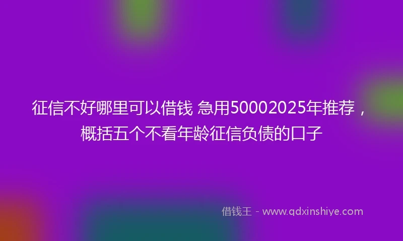 征信不好哪里可以借钱 急用50002025年推荐，概括五个不看年龄征信负债的口子