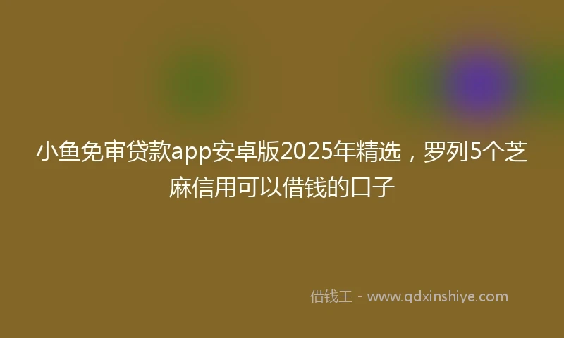 小鱼免审贷款app安卓版2025年精选,罗列5个芝麻信用可以借钱的口子