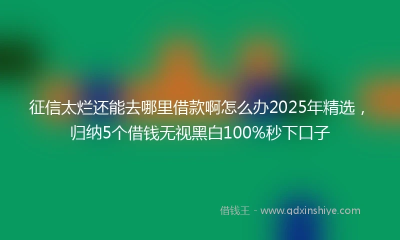 征信太烂还能去哪里借款啊怎么办2025年精选，归纳5个借钱无视黑白100%秒下口子