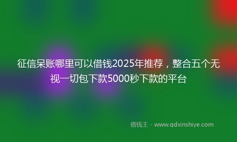 征信呆账哪里可以借钱2025年推荐，整合五个无视一切包下款5000秒下款的平台