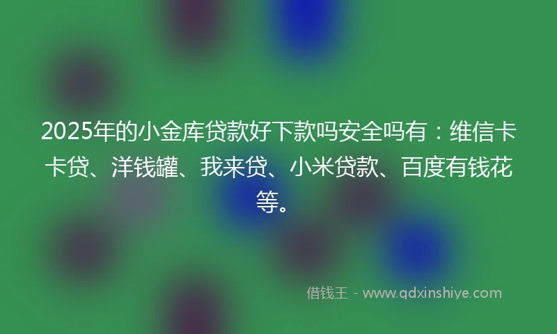 2025年的小金库贷款好下款吗安全吗有：维信卡卡贷、洋钱罐、我来贷、小米贷款、百度有钱花等。