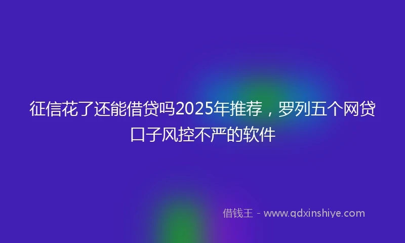 征信花了还能借贷吗2025年推荐，罗列五个网贷口子风控不严的软件
