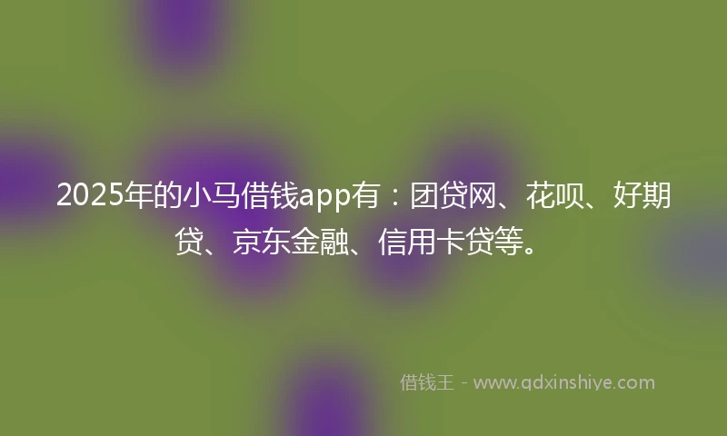 2025年的小马借钱app有：团贷网、花呗、好期贷、京东金融、信用卡贷等。