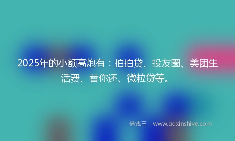 2025年的小额高炮有：拍拍贷、投友圈、美团生活费、替你还、微粒贷等。